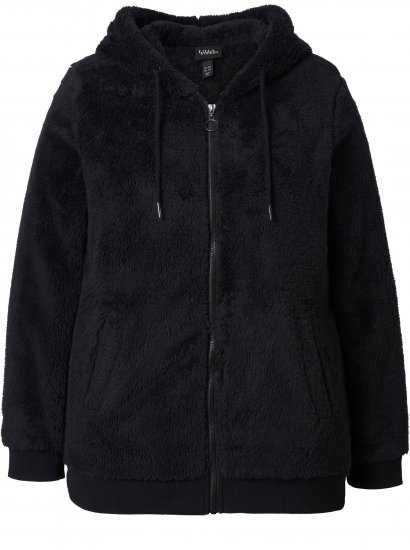 Ulla Popken Teddy Fleece Zip-Up Hoodie Black - Megztiniai ir džemperiai - 