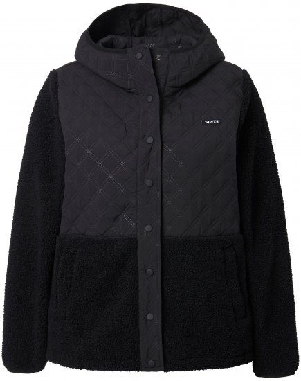 Ulla Popken Mixed Texture Hoodie Black - Megztiniai ir džemperiai - 
