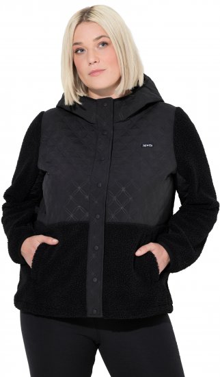 Ulla Popken Mixed Texture Hoodie Black - Megztiniai ir džemperiai - 