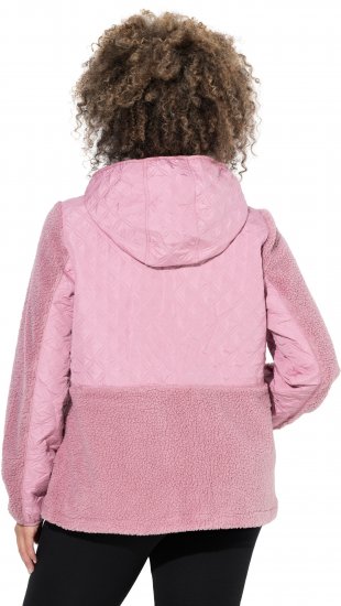 Ulla Popken Mixed Texture Hoodie Wildberry - Megztiniai ir džemperiai - 