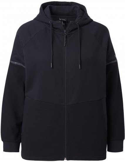 Ulla Popken Mix Fabric Reflective Trim Zip Hoodie Black - Megztiniai ir džemperiai - 
