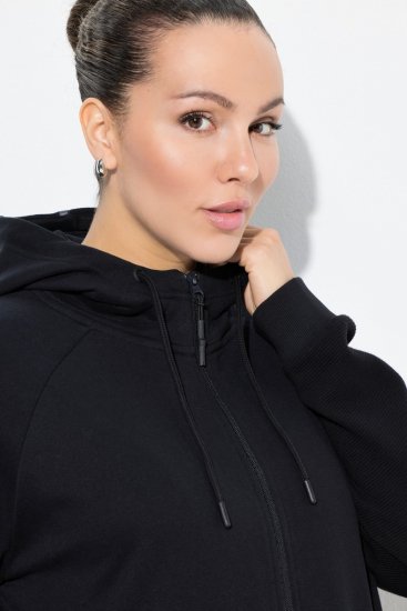 Ulla Popken Mix Fabric Reflective Trim Zip Hoodie Black - Megztiniai ir džemperiai - Jaukūs džemperiai ir megztiniai