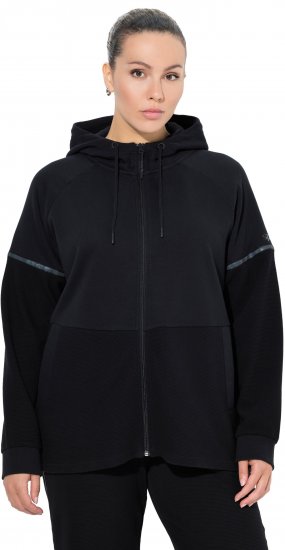 Ulla Popken Mix Fabric Reflective Trim Zip Hoodie Black - Megztiniai ir džemperiai - 