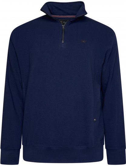 Kam Jeans 7090 1/4 Zip Jacquard Knit Self Stripe Sweatshirt Navy - Megztiniai ir džemperiai - Megztiniai ir Džemperiai - 2XL-14XL
