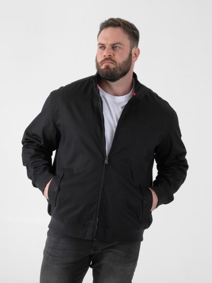 D555 Kent Elastic Rib Hem & Cuffs Harrington Jacket Black - Didelės vyriškos striukės - Didelės vyriškos striukės