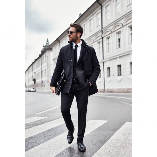 JP1880 Jacket Business Waterproof Windproof Black TALL - VYRIŠKI DRABUŽIAI MT-6XLT - Drabužiai aukštiems vyrams