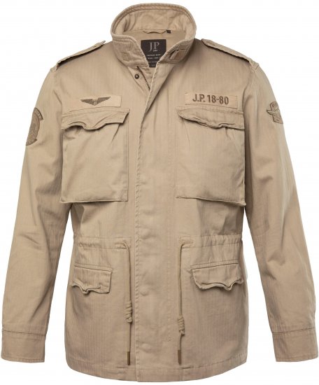 JP1880 Field Jacket with Badges Vintage Look Dark Beige - Didelės vyriškos striukės - Didelės vyriškos striukės