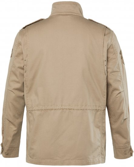 JP1880 Field Jacket with Badges Vintage Look Dark Beige - Didelės vyriškos striukės - Didelės vyriškos striukės