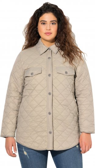 Ulla Popken Quilted Water Repellent Shirt Jacket Medium Grey - Striukės - 