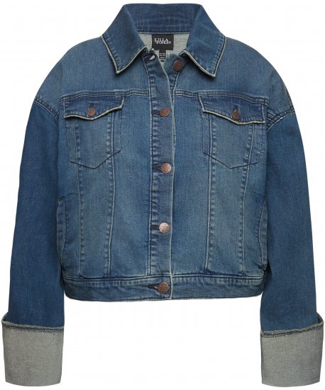 Ulla Popken Wide Cuff Denim Jacket Blue Denim - Striukės - 