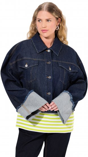 Ulla Popken Stretch Fit Cropped Denim Jacket Rinsed Wash - Striukės - 