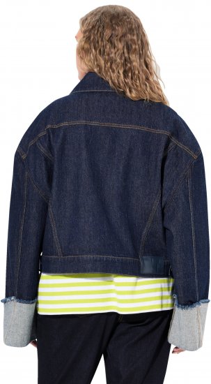Ulla Popken Stretch Fit Cropped Denim Jacket Rinsed Wash - Striukės - 