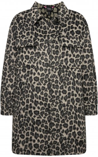 Ulla Popken Leopard Print Shirt Jacket Black - Striukės - 