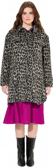 Ulla Popken Leopard Print Shirt Jacket Black - Striukės - 