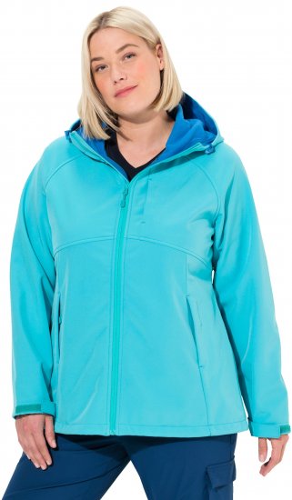 Ulla Popken Softshell Contrast Color Jacket Turquoise - Striukės - 