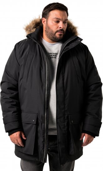 Men Plus Parka With Fur Hood Black - Didelės vyriškos striukės - Didelės vyriškos striukės