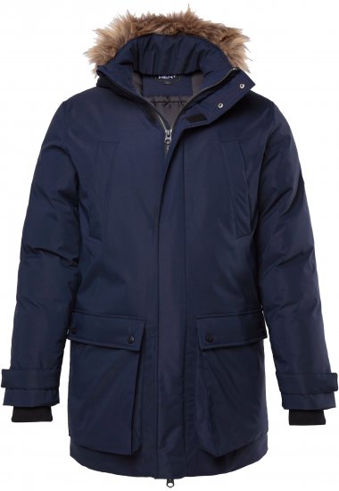 Men Plus Parka With Fur Hood Navy - Didelės vyriškos striukės - Didelės vyriškos striukės