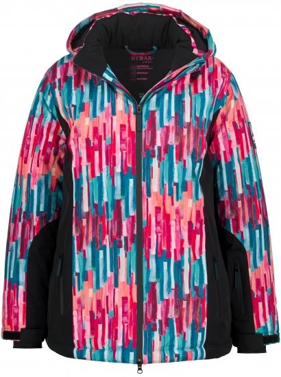 Ulla Popken HYPRAR Graphic Stripe Fully Lined Ski Jacket Teal - Striukės - 
