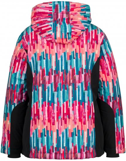 Ulla Popken HYPRAR Graphic Stripe Fully Lined Ski Jacket Teal - Striukės - 