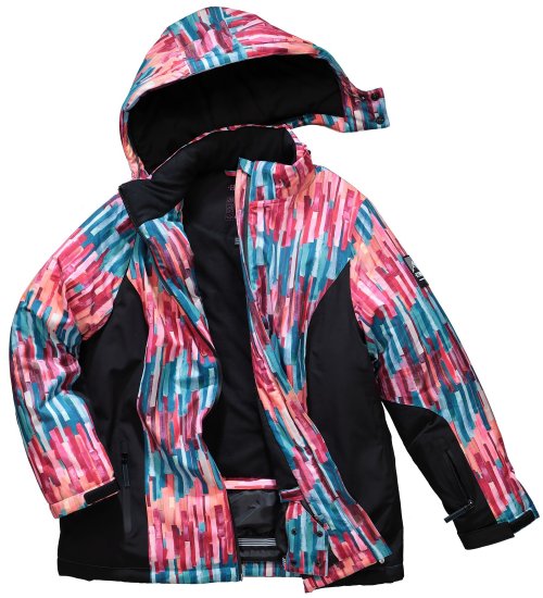 Ulla Popken HYPRAR Graphic Stripe Fully Lined Ski Jacket Teal - Striukės - 