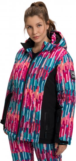 Ulla Popken HYPRAR Graphic Stripe Fully Lined Ski Jacket Teal - Striukės - 