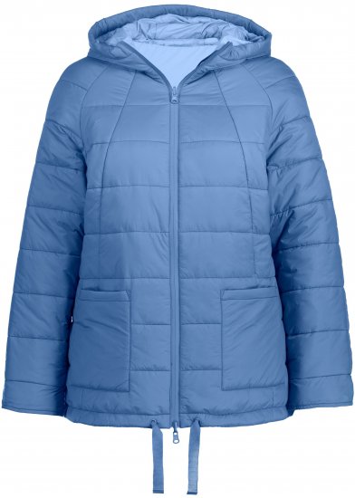 Ulla Popken Reversible Butterfly Print Fully Lined Quilted Jacket Blue Denim - Striukės - 