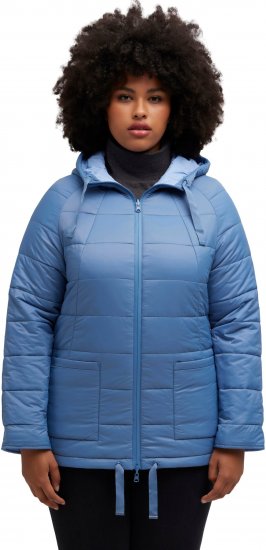 Ulla Popken Reversible Butterfly Print Fully Lined Quilted Jacket Blue Denim - Striukės - 