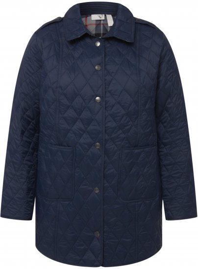Ulla Popken Quilted Jacket with Plaid Lining Navy - Striukės - 