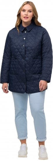Ulla Popken Quilted Jacket with Plaid Lining Navy - Striukės - 