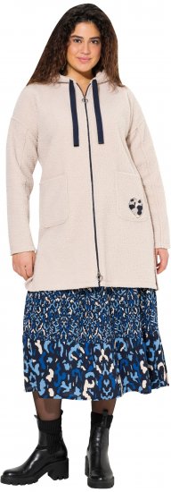 Ulla Popken Oversized Teddy Plush Heart Detail Jacket Pebble Grey - Striukės - 