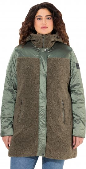 Ulla Popken Mixed Texture Fleece Quilted Jacket Olive - Striukės - 