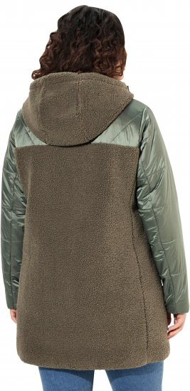 Ulla Popken Mixed Texture Fleece Quilted Jacket Olive - Striukės - 