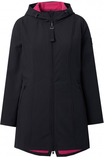 Ulla Popken Hyprar Soft Shell Water Repellent Hooded Jacket Black - Striukės - 