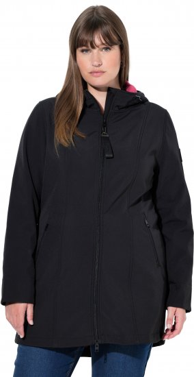 Ulla Popken Hyprar Soft Shell Water Repellent Hooded Jacket Black - Striukės - 