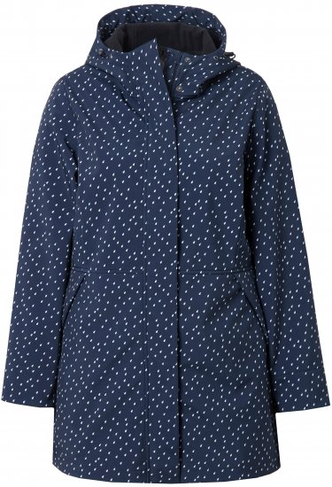 Ulla Popken Raindrop Print Longline Waterproof Jacket Navy - Striukės - 