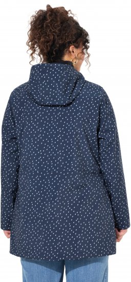 Ulla Popken Raindrop Print Longline Waterproof Jacket Navy - Striukės - 