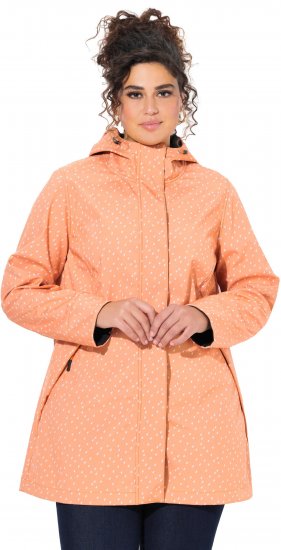 Ulla Popken Raindrop Print Longline Waterproof Jacket Mandarin - Striukės - 