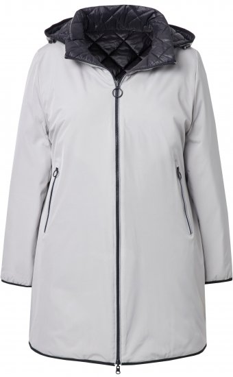 Ulla Popken HYPRAR Reversible Quilted Jacket Medium Grey - Striukės - 