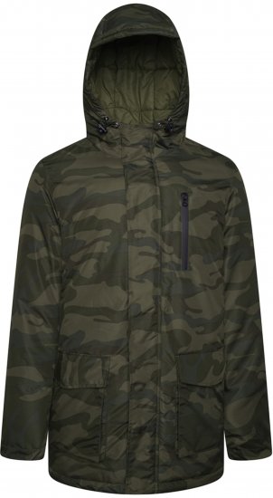 Kam Jeans KV143 Camo Print Hooded Coat Khaki - Didelės vyriškos striukės - Didelės vyriškos striukės
