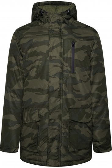 Kam Jeans KV143 Camo Print Hooded Coat Khaki - Didelės vyriškos striukės - Didelės vyriškos striukės