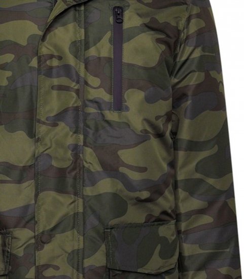 Kam Jeans KV143 Camo Print Hooded Coat Khaki - Didelės vyriškos striukės - Didelės vyriškos striukės