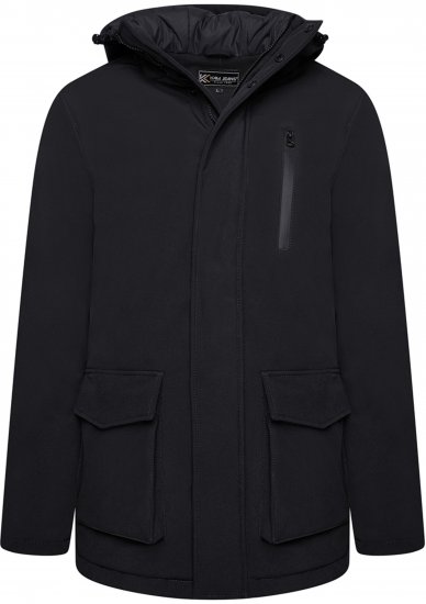 Kam Jeans KV144 Long Quilted Softshell Parka Black - Didelės vyriškos striukės - Didelės vyriškos striukės