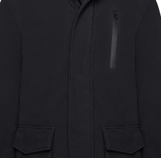 Kam Jeans KV144 Long Quilted Softshell Parka Black - Didelės vyriškos striukės - Didelės vyriškos striukės