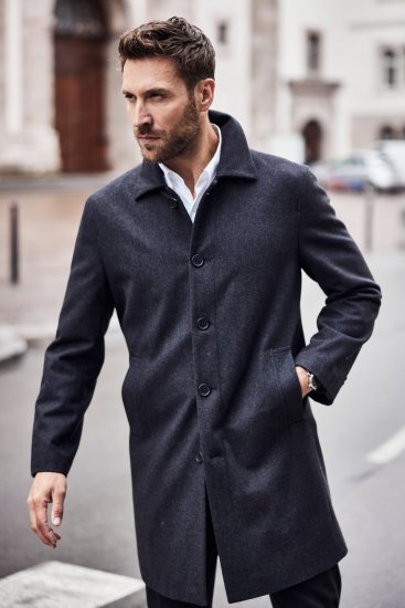 JP1880 Coat Wool Blend Water Repellent Dark Grey - Didelės vyriškos striukės - Didelės vyriškos striukės