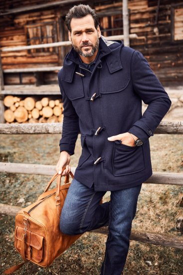 JP1880 Duffle Coat Water Repellent with Detachable Hood Navy - Didelės vyriškos striukės - Didelės vyriškos striukės