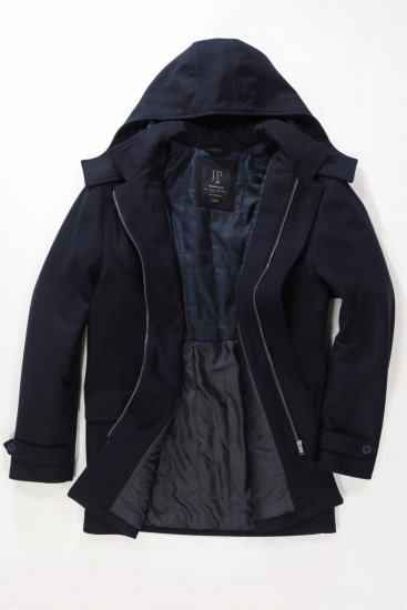 JP1880 Duffle Coat Water Repellent with Detachable Hood Navy - Didelės vyriškos striukės - Didelės vyriškos striukės