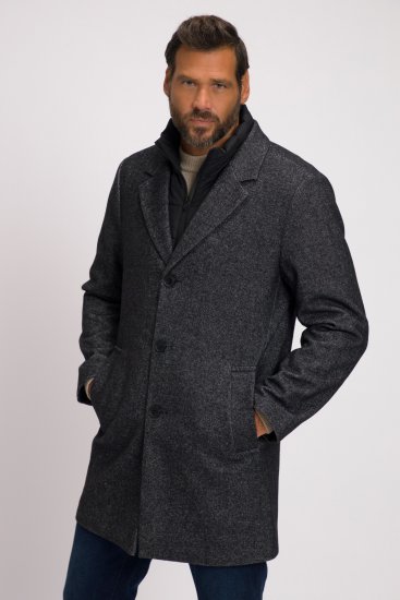 JP1880 Coat Wool Blend Quilted Insert Black - Didelės vyriškos striukės - Didelės vyriškos striukės