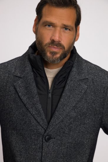 JP1880 Coat Wool Blend Quilted Insert Black - Didelės vyriškos striukės - Didelės vyriškos striukės