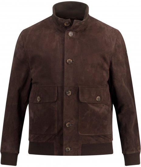 JP1880 Leather Jacket Goat Suede Espresso Brown - Didelės vyriškos striukės - Didelės vyriškos striukės