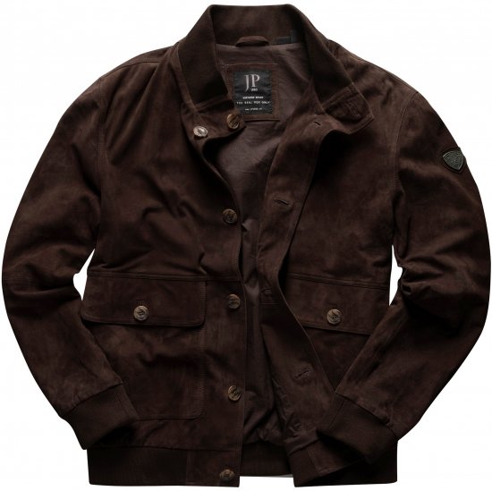 JP1880 Leather Jacket Goat Suede Espresso Brown - Didelės vyriškos striukės - Didelės vyriškos striukės